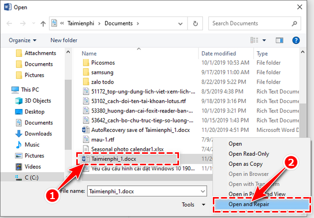 Recover corrupted Word 2016 files Picture 5
