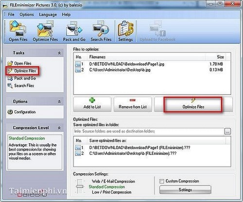 Picture 5 of Reduce image size using FILEminimizer Pictures