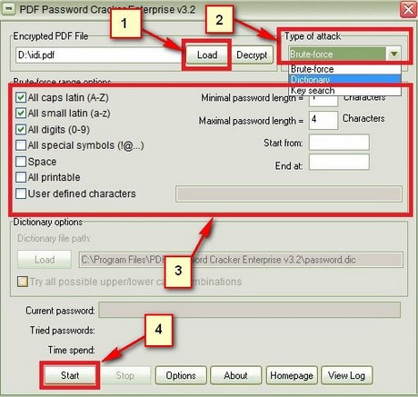 Picture 2 of Remove or delete PDF passwords using PDF Password Cracker.