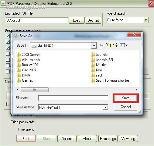 Picture 3 of Remove or delete PDF passwords using PDF Password Cracker.