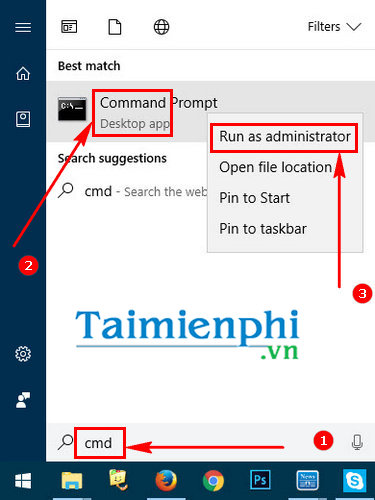 Picture 5 of Run CMD with administrator privileges on Windows 7, 8, 8.1, and 10.