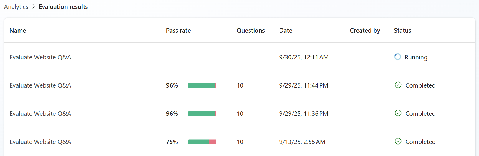 Picture 2 of Run the test and view the agent evaluation results.