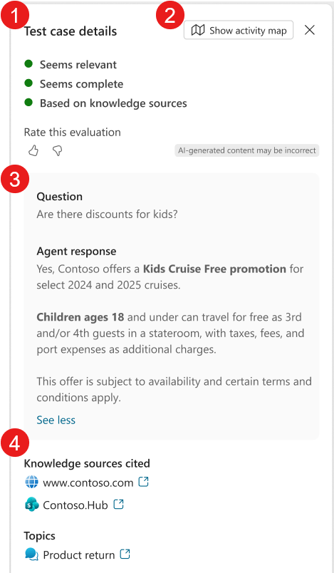 Picture 4 of Run the test and view the agent evaluation results.