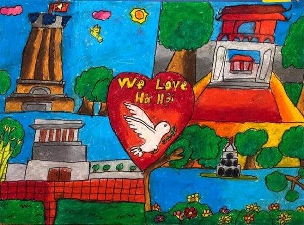 Sample painting of Hanoi in my heart, simple landscape Picture 13