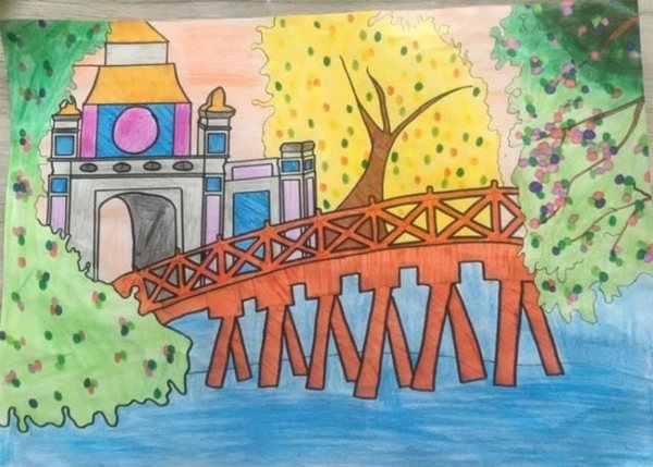 Sample painting of Hanoi in my heart, simple landscape Picture 5