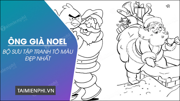 Santa Claus, church and pine tree coloring pages for kids Picture 1