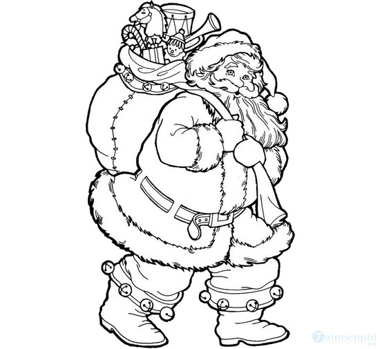 Santa Claus, church and pine tree coloring pages for kids Picture 10