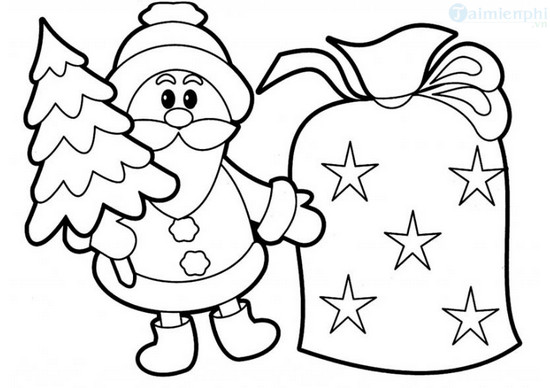 Santa Claus, church and pine tree coloring pages for kids Picture 16
