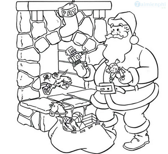 Santa Claus, church and pine tree coloring pages for kids Picture 18