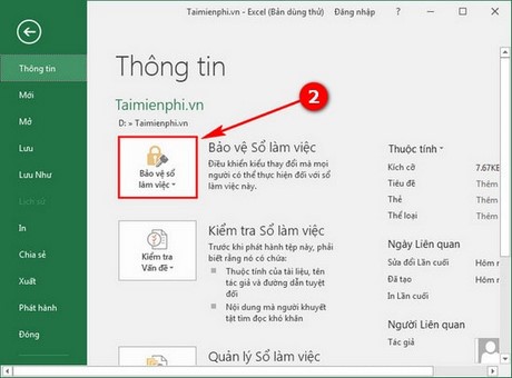 Picture 3 of Set a password for your Excel 2016 file, create a password to protect your Office 2016 Excel file.