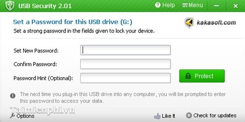 Picture 6 of Set a password for your USB drive, create a password to protect your USB drive using USB Security.