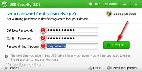 Picture 7 of Set a password for your USB drive, create a password to protect your USB drive using USB Security.