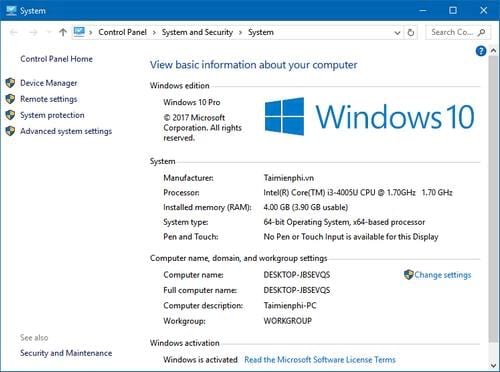 Shortcut keys to check computer configuration, check PC hardware Picture 10