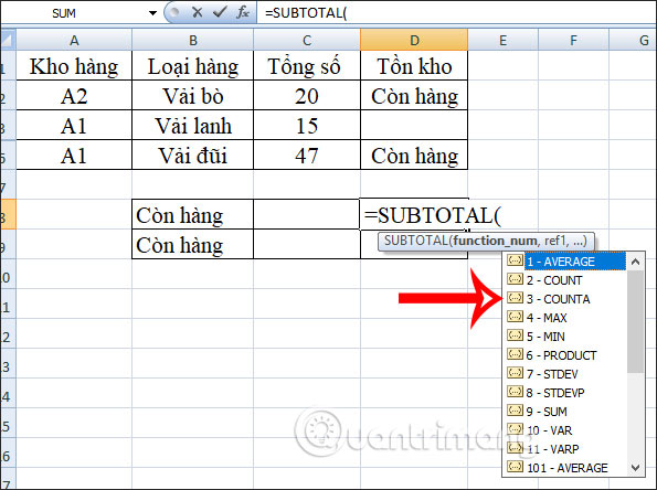 Picture 4 of SUBTOTAL function: Formula and how to use the SUBTOTAL function in Excel