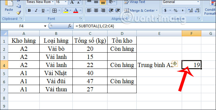 Picture 7 of SUBTOTAL function: Formula and how to use the SUBTOTAL function in Excel