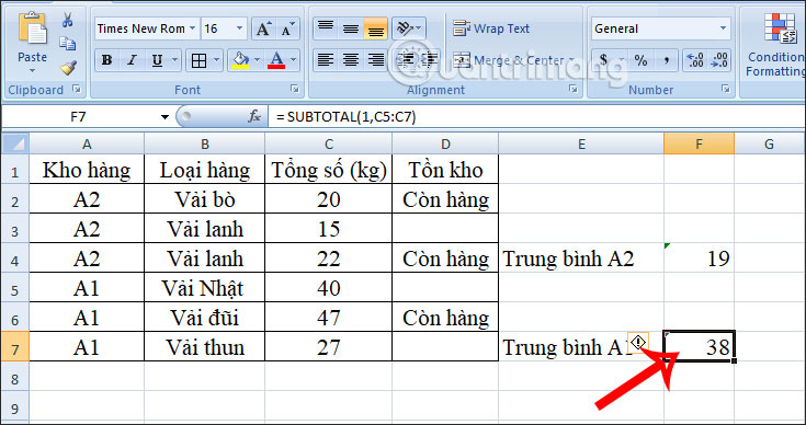Picture 8 of SUBTOTAL function: Formula and how to use the SUBTOTAL function in Excel