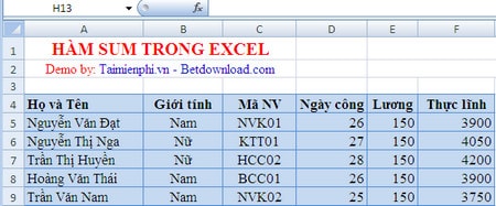 SUM function in Excel, sum function and examples Picture 2