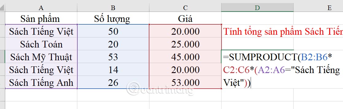 SUMPRODUCT function in Excel: Calculates the sum of corresponding values Picture 5