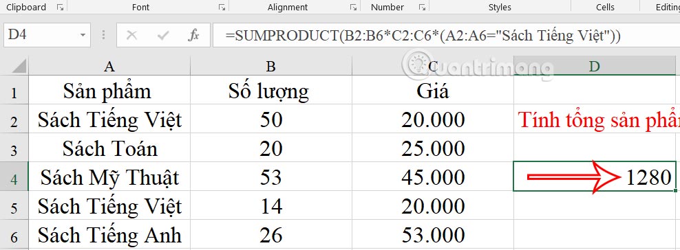SUMPRODUCT function in Excel: Calculates the sum of corresponding values Picture 6