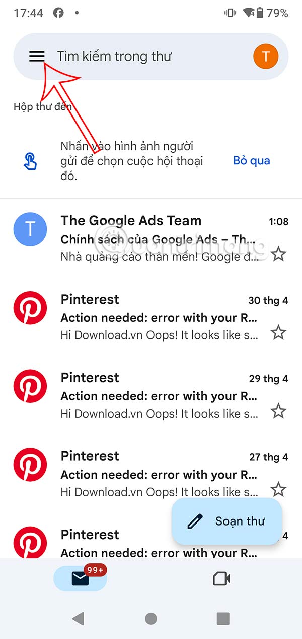 Instructions for adjusting Gmail Android swipe gestures Picture 1