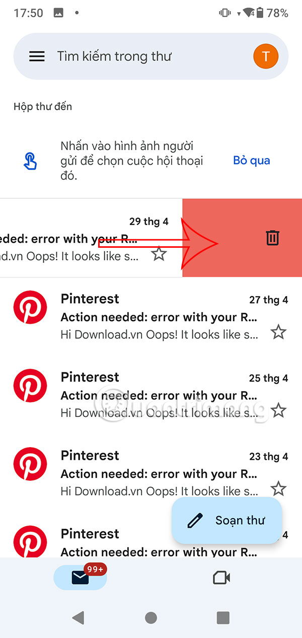 Instructions for adjusting Gmail Android swipe gestures Picture 8