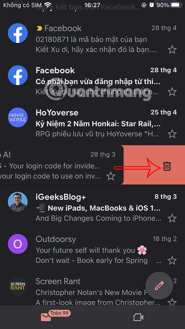 Swipe tips to quickly delete emails in Gmail iPhone Picture 8