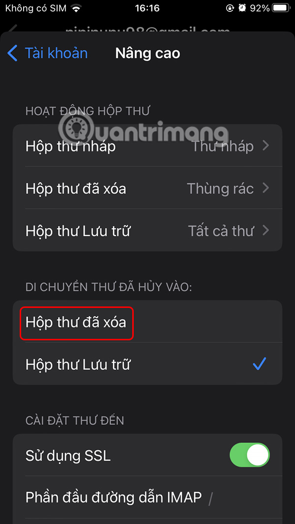 Instructions for setting up swipe to delete mail on iPhone Picture 6