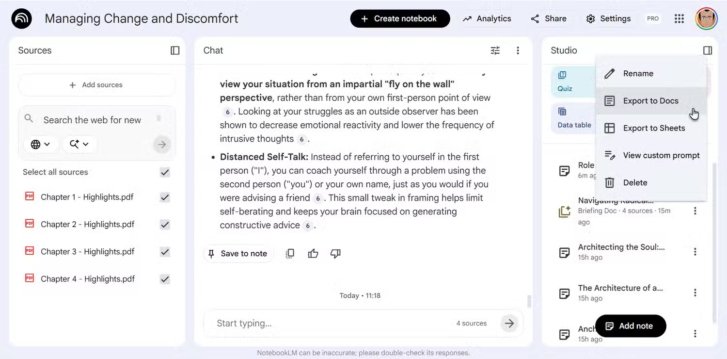 Temporary solutions when NotebookLM fails to export files correctly. Picture 2