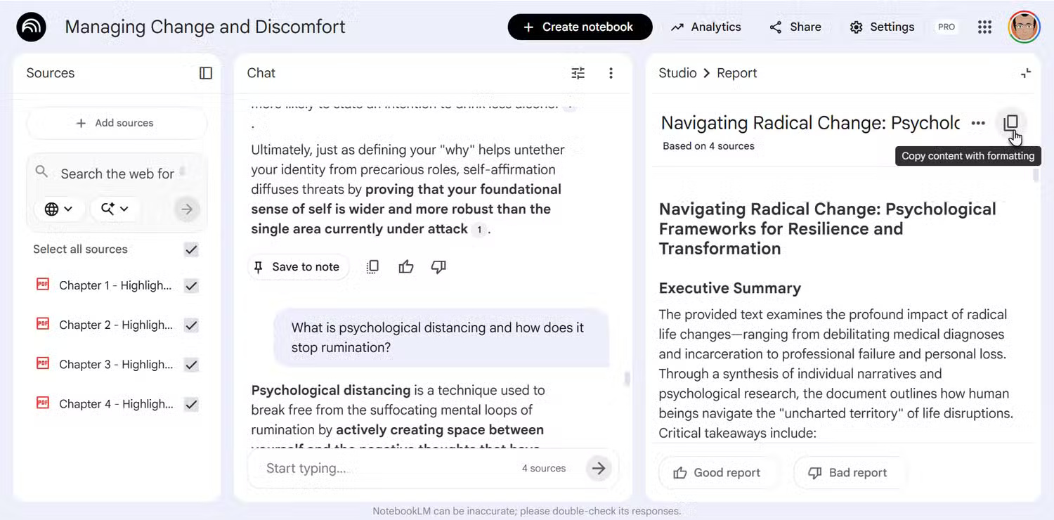 Temporary solutions when NotebookLM fails to export files correctly. Picture 4