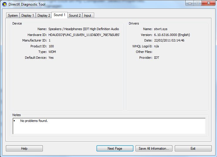 Picture 2 of The computer is not recognizing the sound driver.