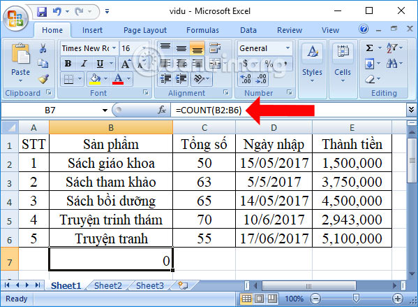 Picture 5 of The COUNT function in Excel: Formulas and the simplest ways to use this counting function.