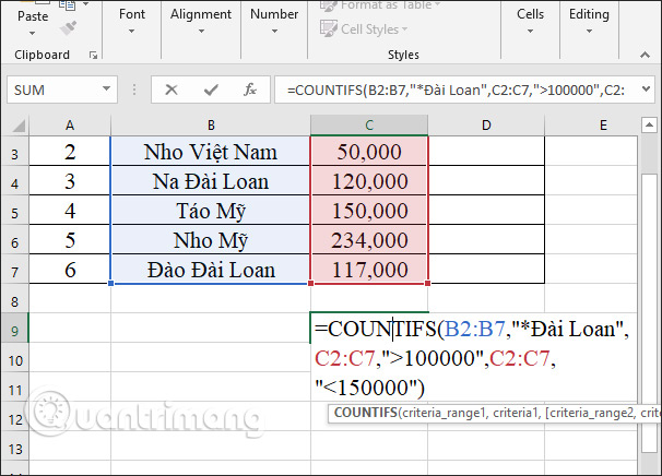 Picture 10 of The COUNTIFS function: How to use the cell counting function based on multiple conditions in Excel.