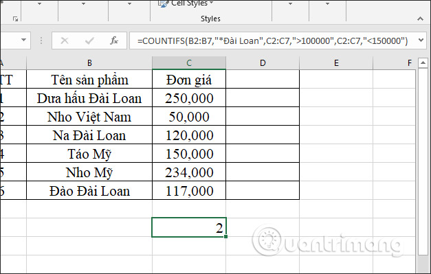 Picture 11 of The COUNTIFS function: How to use the cell counting function based on multiple conditions in Excel.