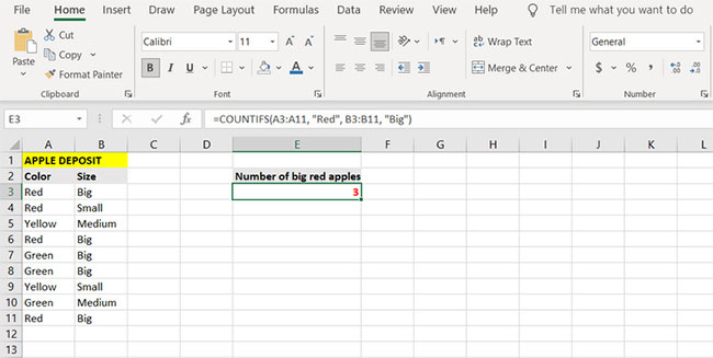 Picture 13 of The COUNTIFS function: How to use the cell counting function based on multiple conditions in Excel.