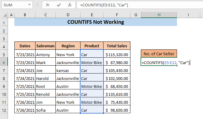 Picture 16 of The COUNTIFS function: How to use the cell counting function based on multiple conditions in Excel.