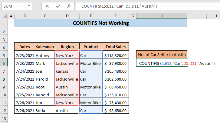 Picture 17 of The COUNTIFS function: How to use the cell counting function based on multiple conditions in Excel.
