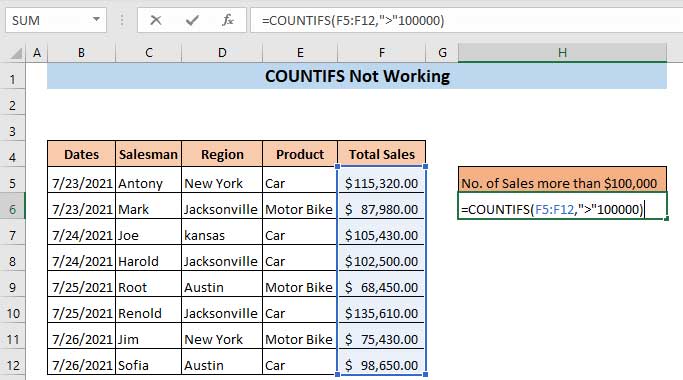 Picture 18 of The COUNTIFS function: How to use the cell counting function based on multiple conditions in Excel.