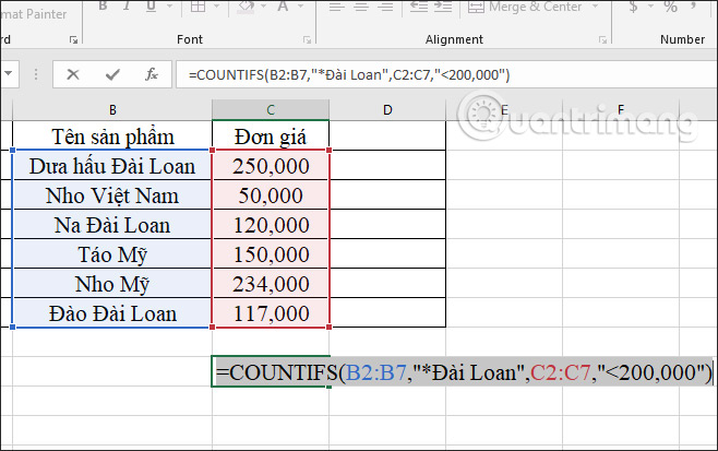 Picture 8 of The COUNTIFS function: How to use the cell counting function based on multiple conditions in Excel.