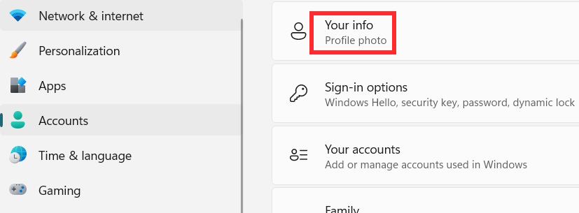 The device is not showing up in Microsoft Account Manager. Picture 1