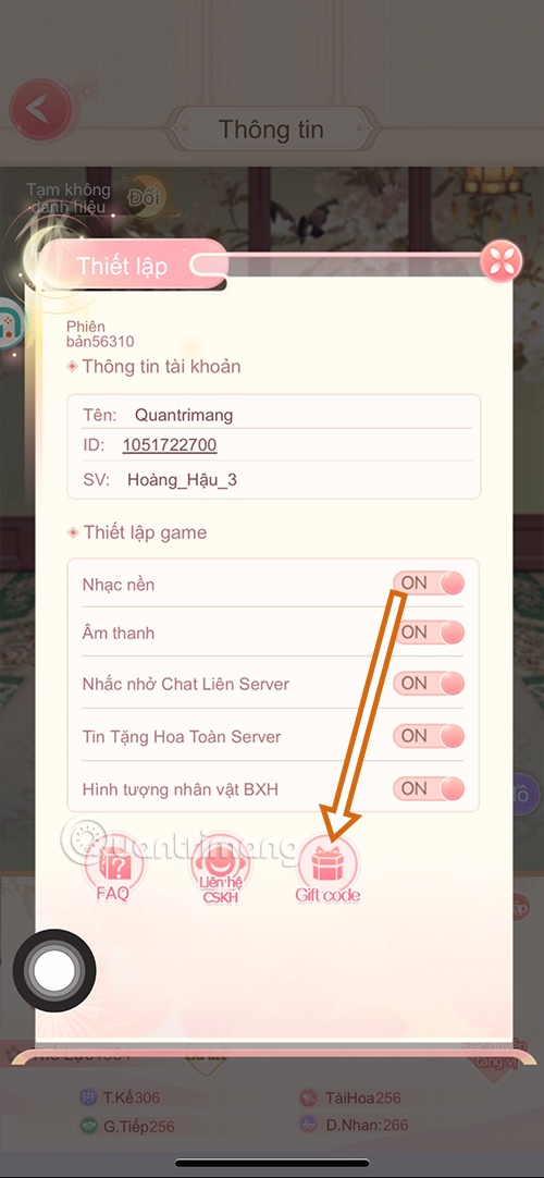 The latest Giftcode for Queen Gia Lam and how to redeem the code for rewards Picture 3