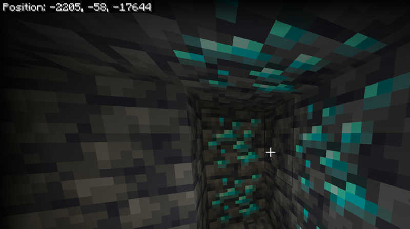 The ideal depth for finding Diamonds in Minecraft. Picture 1