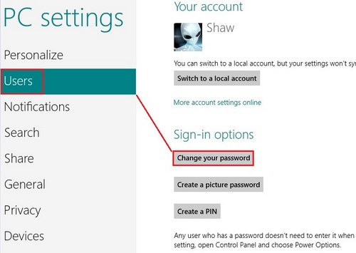 Picture 6 of The quickest way to create, change, and delete Windows 8 and 8.1 passwords.