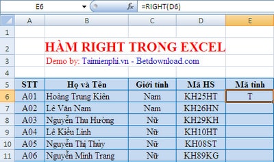 Picture 2 of The RIGHT function in Excel: syntax and illustrative examples.