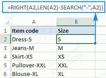 Picture 5 of The RIGHT function in Excel: syntax and illustrative examples.