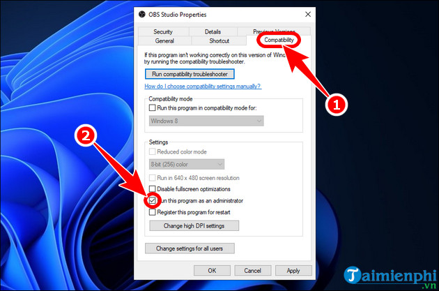 Picture 2 of The simplest and most effective way to fix the OBS Studio recording error on Windows 11.