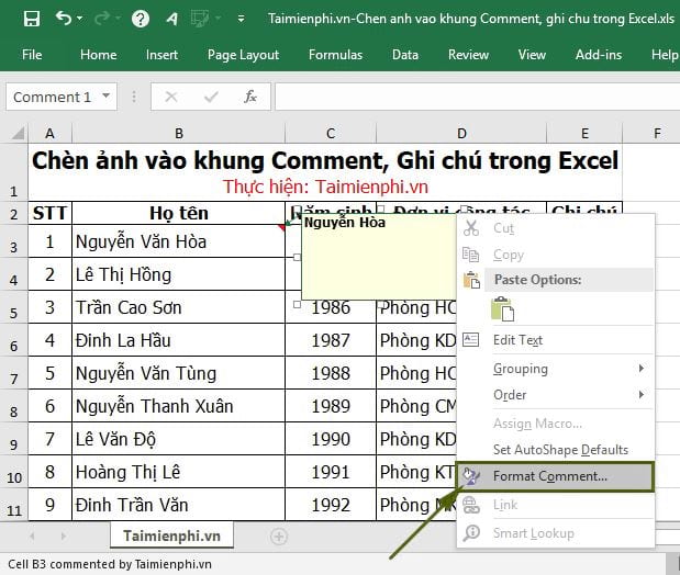 The simplest way to insert images into the Comment box in Excel Picture 4