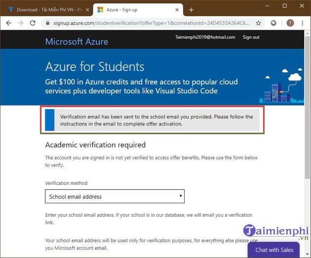 Picture 5 of The simplest way to sign up for Azure.