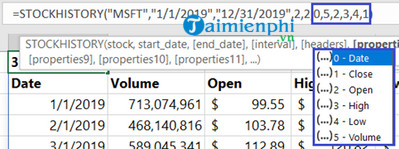 Picture 8 of The STOCKHISTORY function in Excel