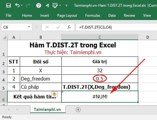 Picture 5 of The T.DIST.2T function in Excel