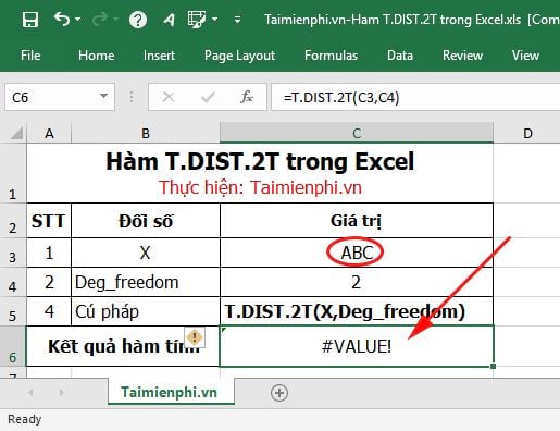 Picture 7 of The T.DIST.2T function in Excel